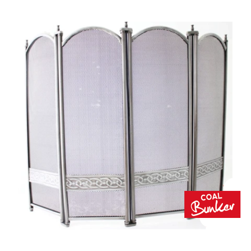 De Vielle Celtic 4 Fold Fire Screen Pewter Finish